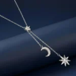 moon star necElegant klace in 925 sterling silver with star moon pendant