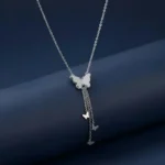 Elegant silver butterfly chain pendant for ladies in 925 sterling silver from The VelvetBox