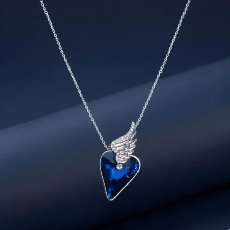 Blue Heart Necklace for Women in 925 Sterling Silver | Elegant Heart Pendant