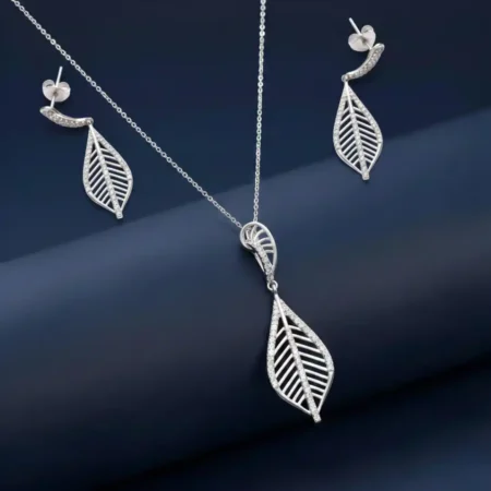 Silver Leaf Jewelry Set - Elegant 925 Sterling Silver