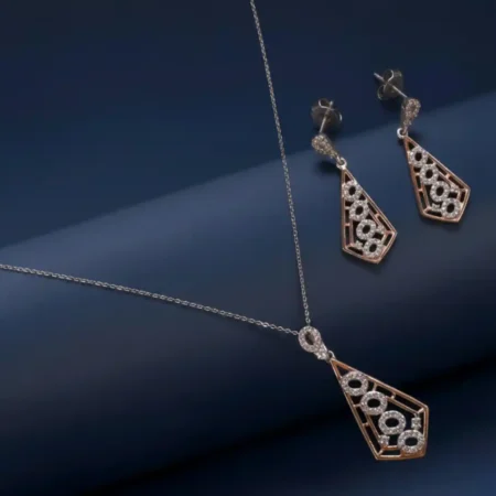 Silver & Rose Gold Jewelry Set with Sparkling Stones
