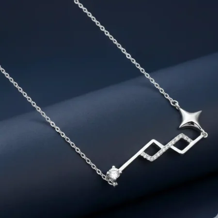 Silver Zigzag Star Pendant in 925 Hallmarked Silver by The VelvetBox India