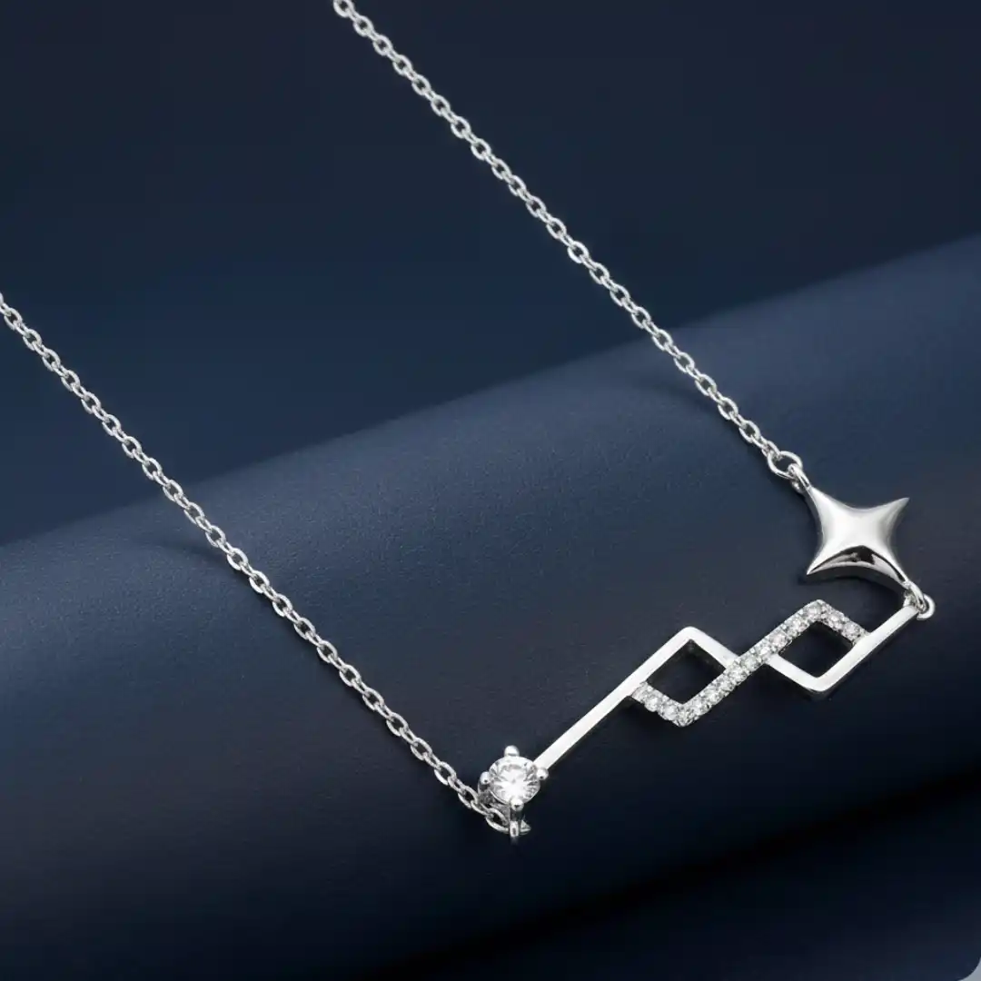 Silver Zigzag Star Pendant in 925 Hallmarked Silver by The VelvetBox India