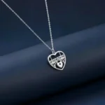 The VelvetBox 925 Silver Heart Pendant Necklace with Gemstone and Intricate Detail