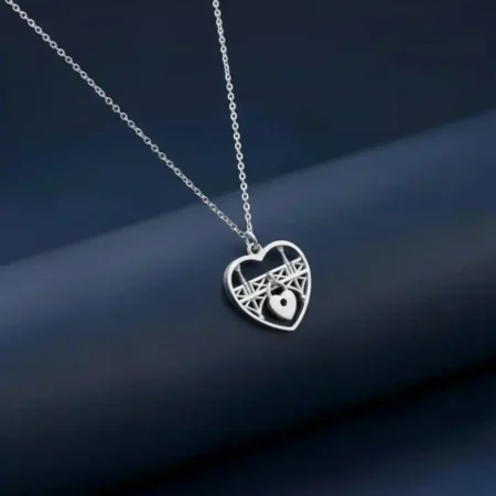 The VelvetBox 925 Silver Heart Pendant Necklace with Gemstone and Intricate Detail