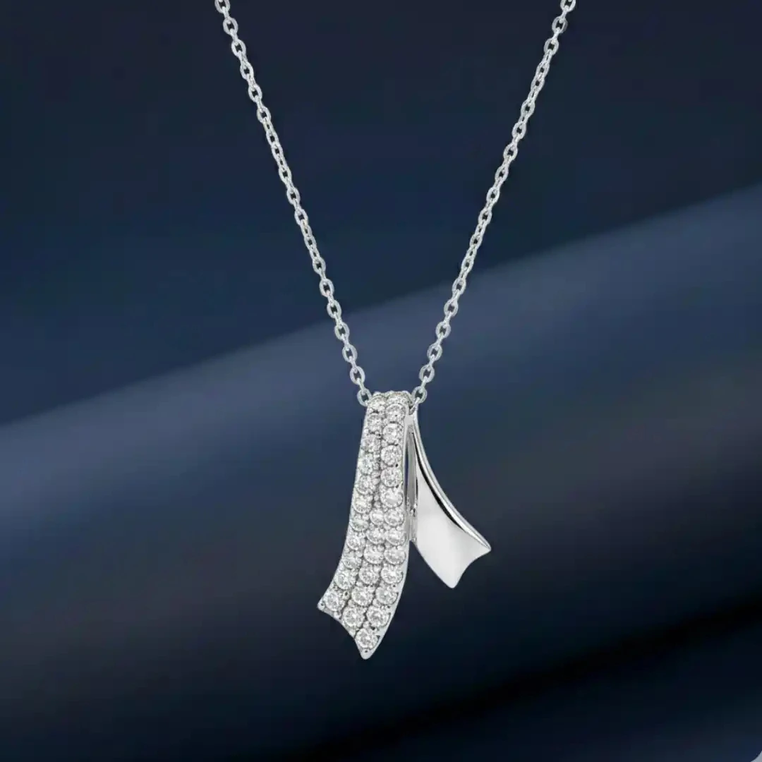 Shop dazzling pendants online at the best price in India. Handcrafted 925 Silver Ribbon Pendant with O-Shape chain. BIS Hallmarked with free shipping & 7-day returns.