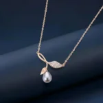 Buy original pure silver pendants for women and girls online in India - Silver Leaf Pearl Design