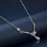 Timeless Silver Drop Chain Pendant with a sparkling crystal and unique chain by The VelvetBox.