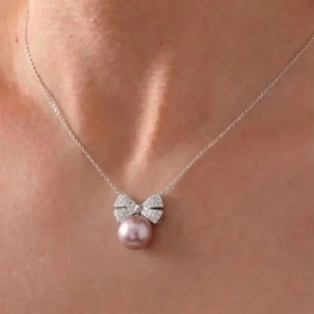 Silver Bow Tie Pendant with O-Shape Chain