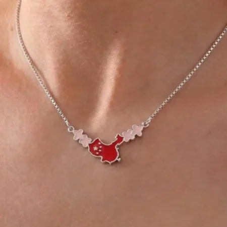 Stylish Map Necklace – Silver Chain