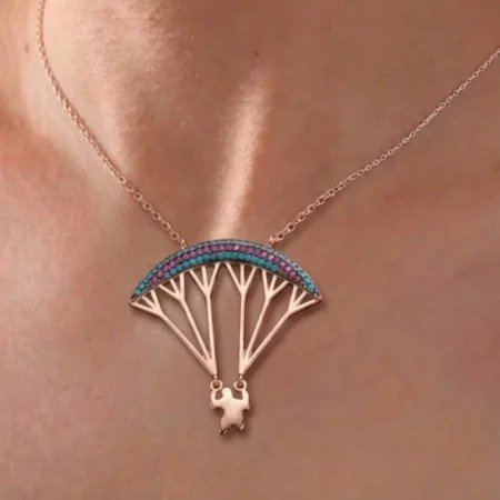Silver Rose Gold "Skydiver’s Dream Chain Pendant