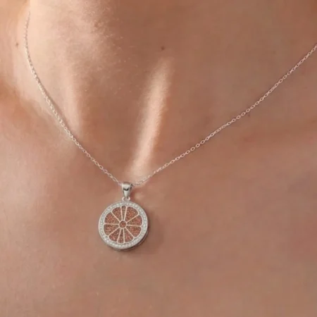 Silver Elegant Citrus Slice Chain Pendant