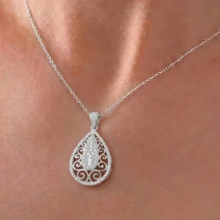 Silver  Pendant & Earrings with Sparkling Stones