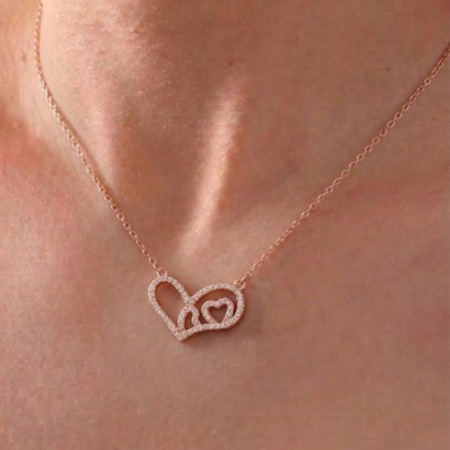 Silver Rose Gold Triple Heart Infinity Chain Pendant