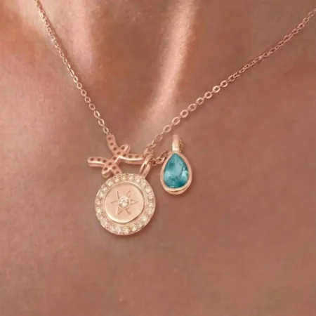Silver Elegant Rose Gold Charm Chain Pendant