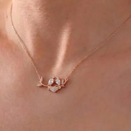 Silver Rose Gold Bird Family Chain Pendant
