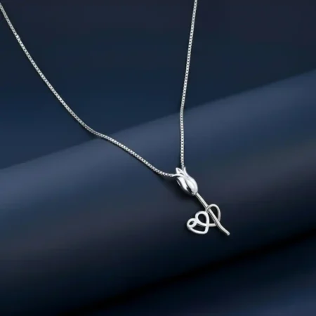 Delicate Tulip with Twin Hearts Pendant