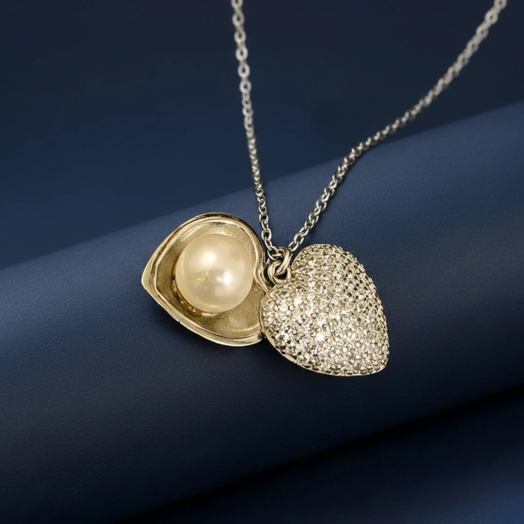 Heart Locket with Pearl – 925 Silver Pendant | The Velvetbox