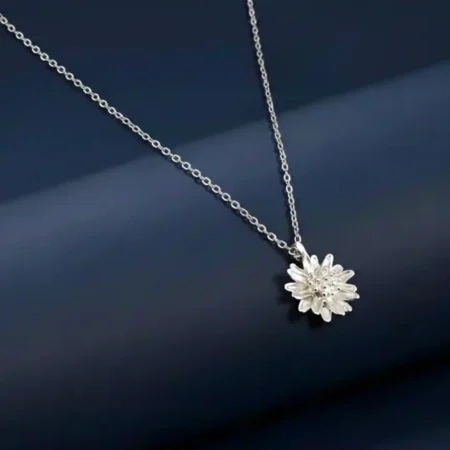 "Detailed close-up of the handcrafted Wildflower Bloom Pendant in 925 silver"