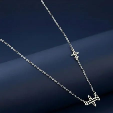 925 Silver Airplane Pendant Necklace in 925 Sterling Silver by The VelvetBox.