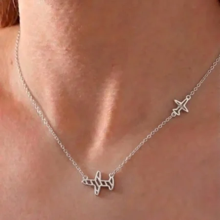 925 Silver Airplane Pendant Necklace