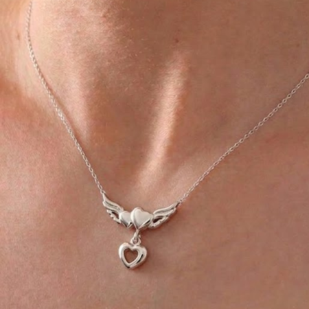 Silver Wings of Love Chain Pendant