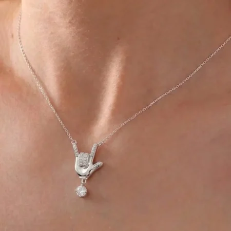 "Silent Love" ASL Hand Sign Pendant Necklace