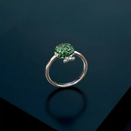 925 Sterling Silver Green Stone Ring for Women