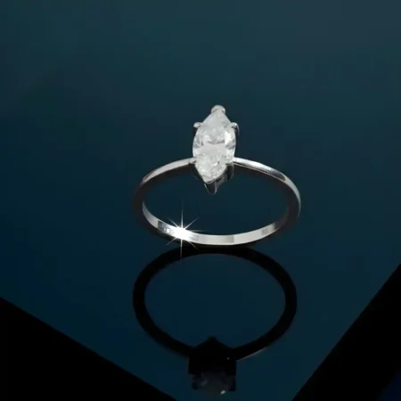 Sterling Silver Marquise-Cut Solitaire Ring