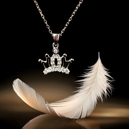 Stone-studded crown-shaped silver locket pendant