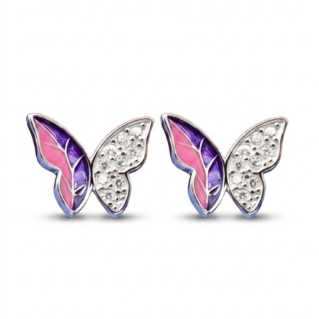 925 Sterling Silver Pink-Purple Butterfly Earring–THE VELVET BOX