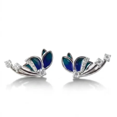 Blue Flower Sterling Silver Earrings