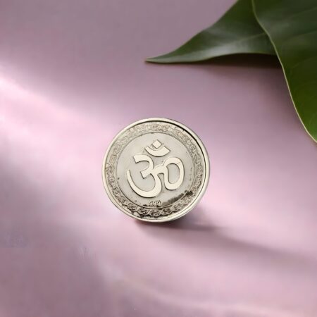 5gm 999 silver Om coin with elegant design for pooja and gifting