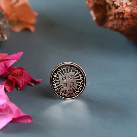 5gm 999 silver Swastik coin in a red velvet box for pooja and gifting