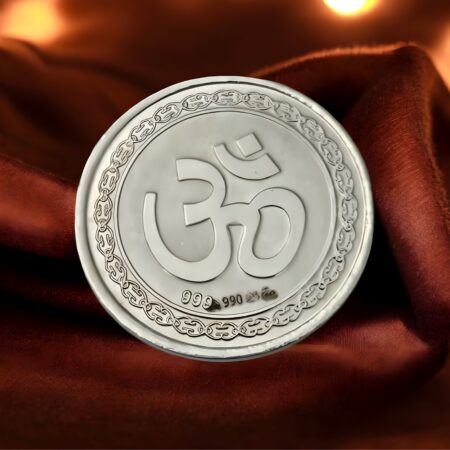 10 gram pure silver coin with Om symbol engraved, 999 purity