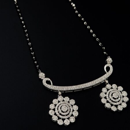 Elegant 925 sterling silver mangalsutra with black beads, traditional Indian necklace for women, perfect for weddings and daily wear