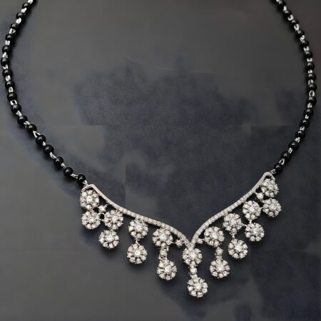 Elegant 925 sterling silver mangalsutra with black beads, traditional Indian necklace for women, perfect for weddings, festivals, and daily wear