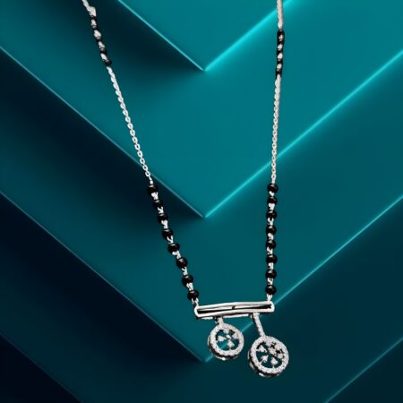 925 sterling silver mangalsutra with black beads, elegant traditional Indian necklace for women, suitable for weddings and daily wear