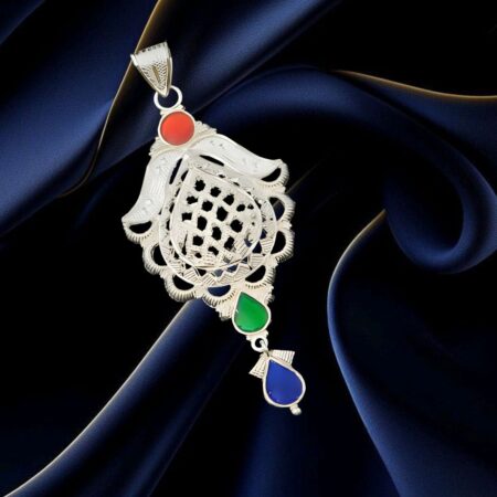 Traditional silver floral enamel locket for women