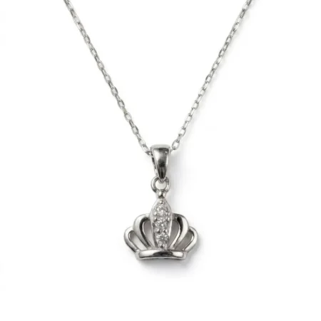 Dainty Silver Crown Pendant Locket – Graceful Minimalist Royal Charm