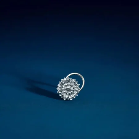925 Silver Floral Cluster Nose Pin for Women