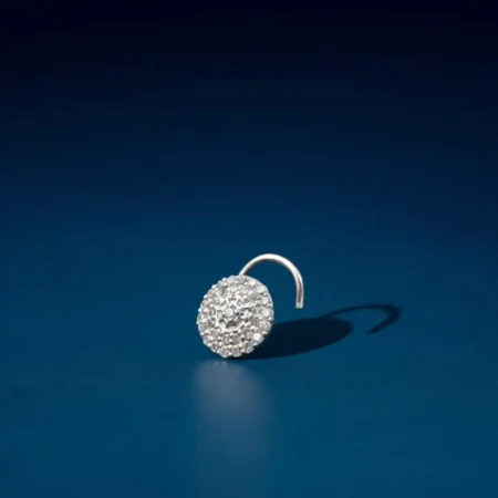 925 Sterling Silver Sparkling Round Nose Pin for Women