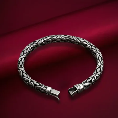 Bold King’s Chain 925 Silver Men’s Byzantine Bracelet | Royal & Stylish