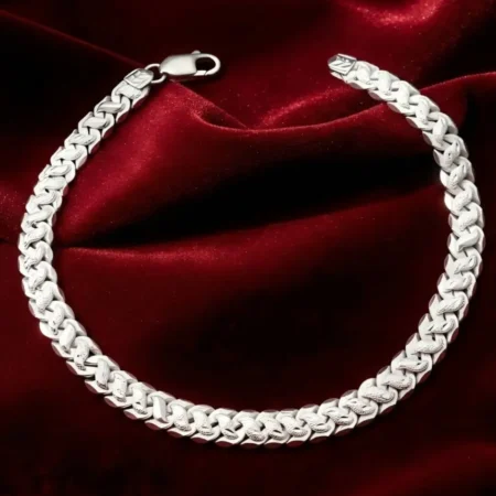 Classic Textured Cuban-Link 925 Silver Men’s Bracelet