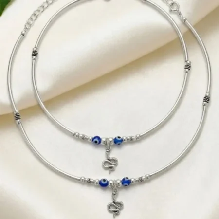The Velvet Box Stylish Silver Evil Eye Anklet for Women