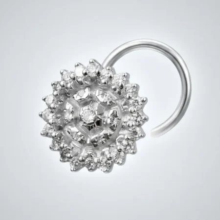 925 Silver Floral Cluster Nose Pin for Women