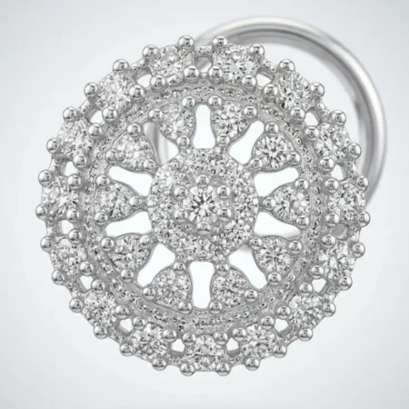 925 Silver Round Floral Pattern Nose Pin for Women