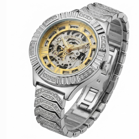 Luxury Skeleton Dial 925 Silver Men's Bracelet Watch