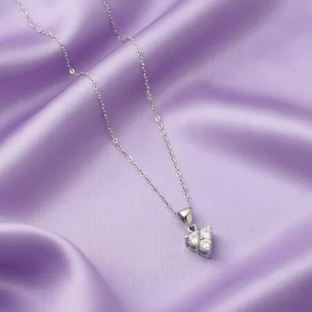 925 Sterling Silver Three-Stone Cluster Women's Pendant Necklace with Dazzling Cubic Zirconia