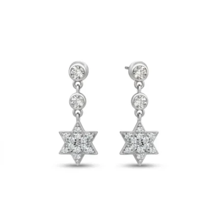 925 Silver Star Drop Earrings with Cubic Zirconia for Women